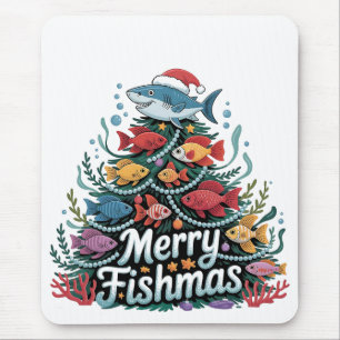 Grappig Gevist Kerstboom Fish Fisher Lover Muismat