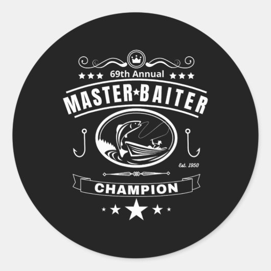Grappig Gevist Master Iter Champion Mannen Ronde Sticker (Voorkant)