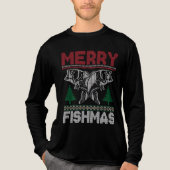 Grappig Gevist Vakantie Vrolijk Fishmas en Nieuwja Tri-Blend Shirt (Voorkant volledig)