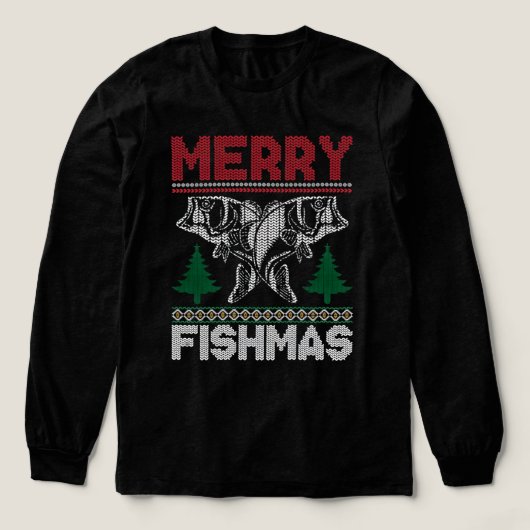Grappig Gevist Vakantie Vrolijk Fishmas en Nieuwja Tri-Blend Shirt (Voorkant)