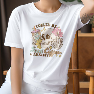 Grappig gevoed door ijskoffie en angst t-shirt