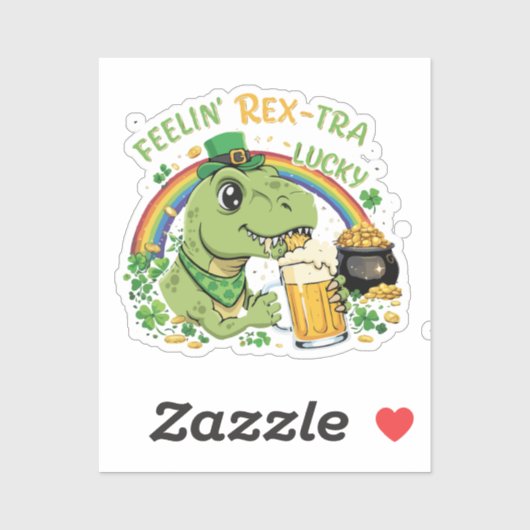 Grappig Gevoel Rex-Tra Gelukkig T-Rex | St. Patric Sticker (Vel)