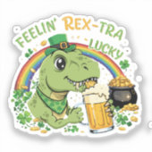 Grappig Gevoel Rex-Tra Gelukkig T-Rex | St. Patric Sticker (Voorkant)