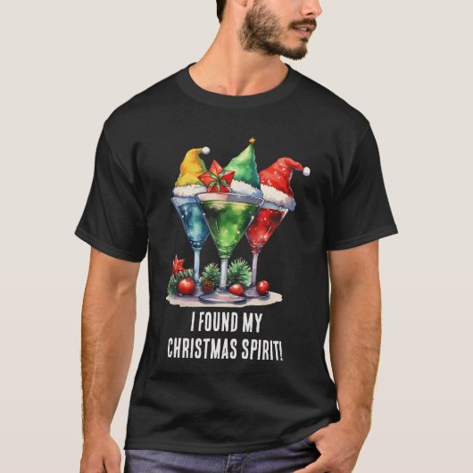 grappig gevonden kerst spirit drink partij tekst t-shirt (Voorkant)