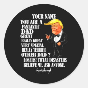 Grappig geweldig pap Donald Trump Fathers Day Gift Ronde Sticker
