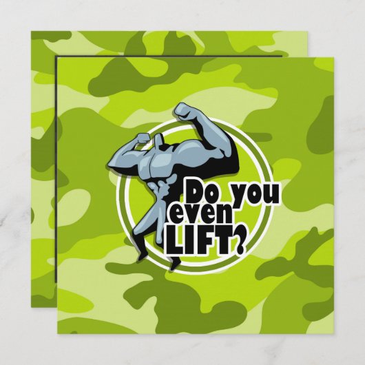 Grappig Gewichtheffer; felgroene camo, camouflage Kaart (Voorkant / Achterkant)