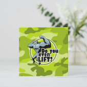 Grappig Gewichtheffer; felgroene camo, camouflage Kaart (Staand voorkant)