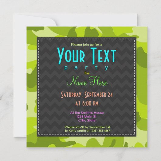 Grappig Gewichtheffer; felgroene camo, camouflage Kaart (Achterkant)