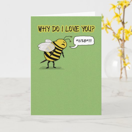 Grappig, gewoon bijenliefde en Romance Kaart (Gele Bloem)