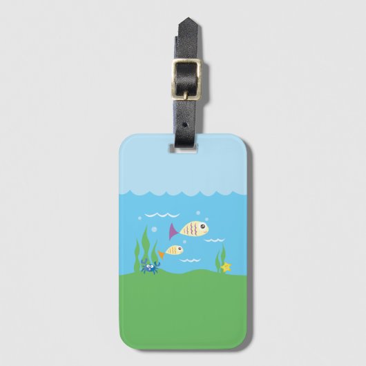 Grappig gewoon door te zwemmen onder water vis in  bagagelabel (Voorkant (verticaal))