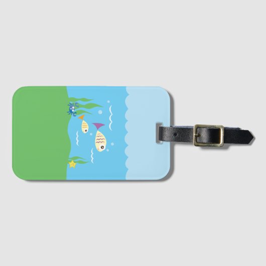 Grappig gewoon door te zwemmen onder water vis in  bagagelabel (Voorkant (horizontaal))