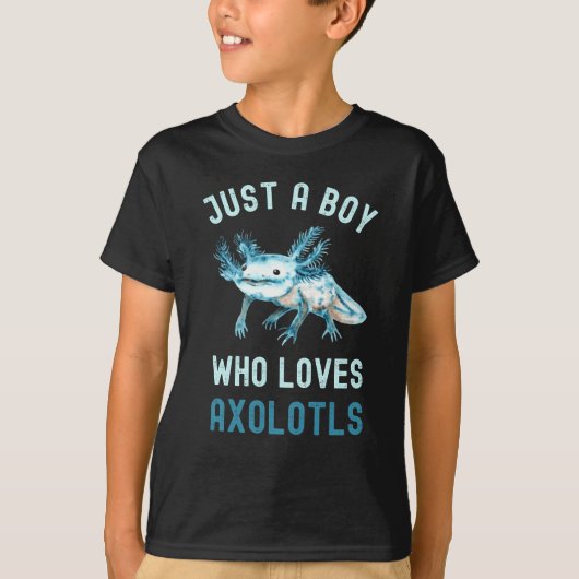 Grappig, gewoon een jongen die van Axolotls houdt. T-shirt (Voorkant)