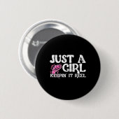 Grappig gewoon een meisje dat echte vissen vangen  ronde button 5,7 cm (Voorkant /achterkant)