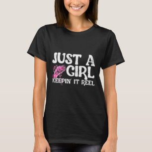 Grappig gewoon een meisje dat echte vissenvangst l t-shirt