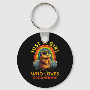 Grappig Gewoon Een Meisje Dat Van Bosmarmotten Hou Sleutelhanger
