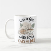 grappig Gewoon een meisje dat van katten en honden Koffiemok (Links)