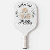 grappig Gewoon een meisje dat van katten en honden Pickleball Paddle (Achterkant)