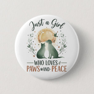 grappig Gewoon een meisje dat van katten en honden Ronde Button 5,7 Cm