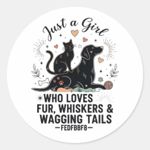 grappig Gewoon een meisje dat van katten en honden Ronde Sticker