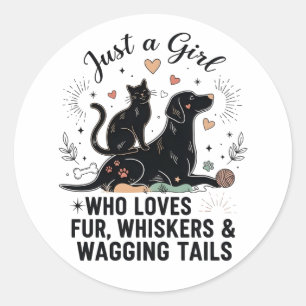 grappig Gewoon een meisje dat van katten en honden Ronde Sticker