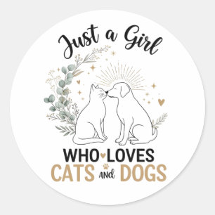 grappig Gewoon een meisje dat van katten en honden Ronde Sticker
