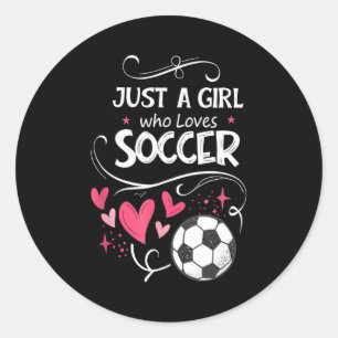 Grappig gewoon een meisje dat van voetbal houdt ronde sticker