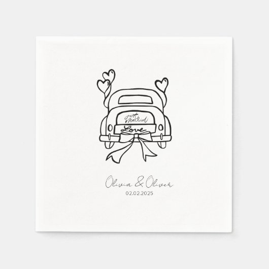Grappig gewoon getrouwd auto custom bruiloft servet (Voorkant)