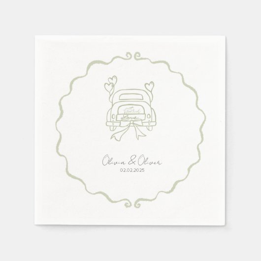 Grappig gewoon getrouwd auto custom bruiloft servet (Voorkant)