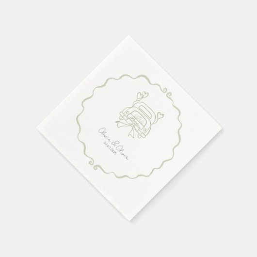 Grappig gewoon getrouwd auto custom bruiloft servet (Hoek)