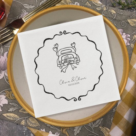 Grappig gewoon getrouwd auto custom bruiloft servet