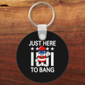 Grappig, gewoon hier om raket patriottisch 4 juli sleutelhanger (Voorkant)