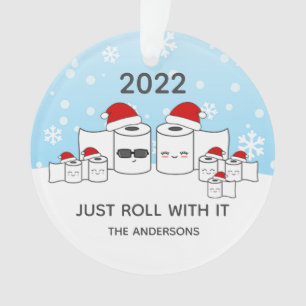 Grappig, gewoon mee rollen, toiletpapier familie v ornament