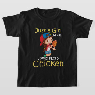 Grappig gewoon meisje houdt van gebakken kip woord t-shirt