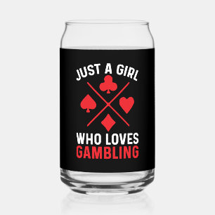 Grappig gewoon meisje houdt van gokken Casino woor Blikvorm Glas