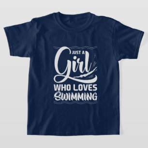 Grappig, gewoon meisje houdt van zwemmen woordkuns t-shirt
