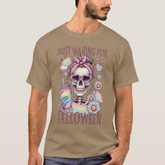 Grappig, gewoon wachten op Halloween Skeleton Spoo T-shirt