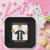 Grappig Gezegde bruidegom Cartoon bagel bruiloft b Papieren Bordje (Feest)