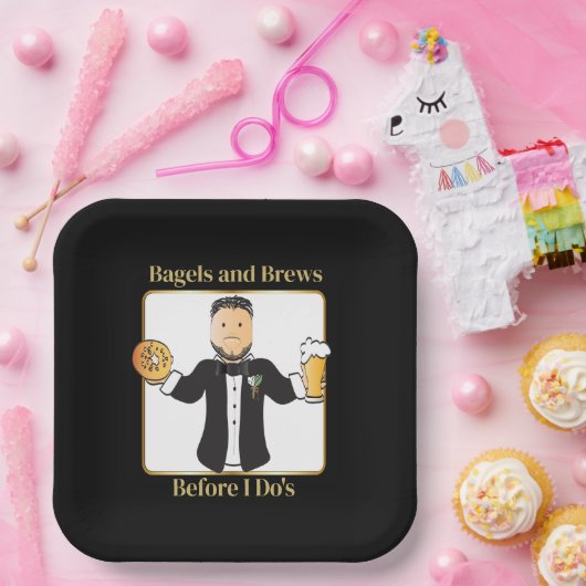 Grappig Gezegde bruidegom Cartoon bagel bruiloft b Papieren Bordje (Feest)