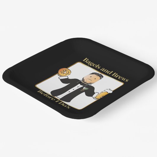 Grappig Gezegde bruidegom Cartoon bagel bruiloft b Papieren Bordje (Gebogen)