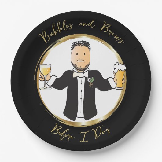 Grappig Gezegde bruidegom Mannelijke Cartoon Bruil Papieren Bordje (Voorkant)