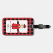 Grappig Gezegde Cartoon Koude Buffel Plaid Rood Zw Bagagelabel (Achterkant horizontaal)