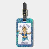 Grappig Gezegde Cartoon Tropische Cruise voor haar Bagagelabel (Voorkant verticaal)