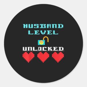 Grappig Gezegde Echtgenoot Niveau Ontgrendeld Brui Ronde Sticker