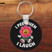 Grappig Gezegde Ik plas als ik lach Bloem Leuk Pun Sleutelhanger (Voorkant)