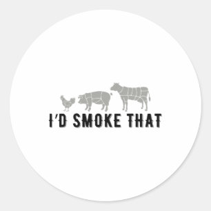 Grappig Gezegde ik zou roken die bbq grap feest pl Ronde Sticker