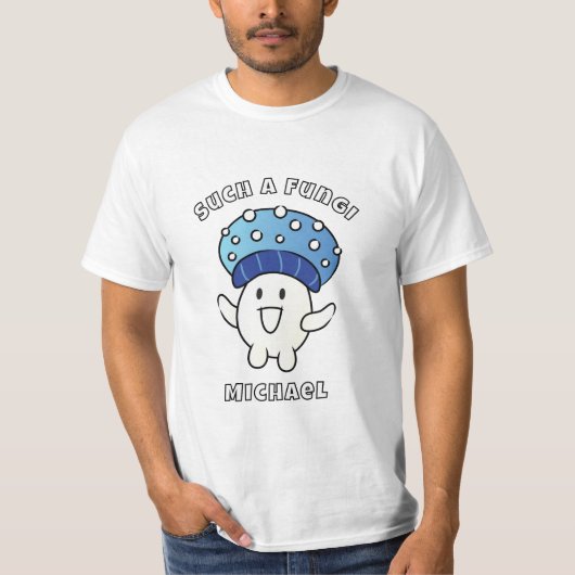 Grappig Gezegde Kawaii Mushroom Cartoon Fungi Blau T-shirt (Voorkant)