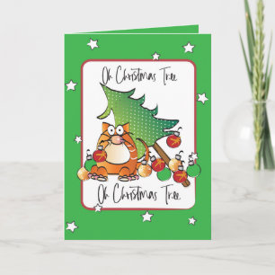 Grappig Gezegde Kerstkat Cartoon Humorous Kaart