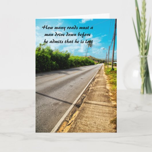 Grappig gezegde mannelijke chauffeurs hoeveel wege kaart (Voorkant)