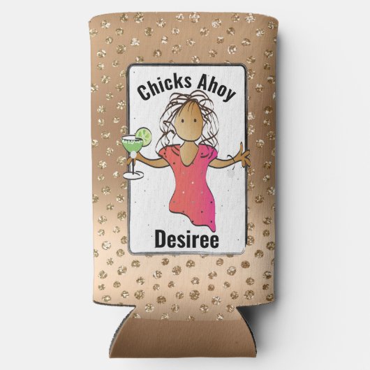 Grappig Gezegde Meisjes Trip Glitter Chicks Ahoy C Seltzer Blikjeskoeler (Achterkant)