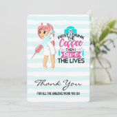 Grappig Gezegde met Hypodermic Needle Nurse's Day Bedankkaart (Staand voorkant)